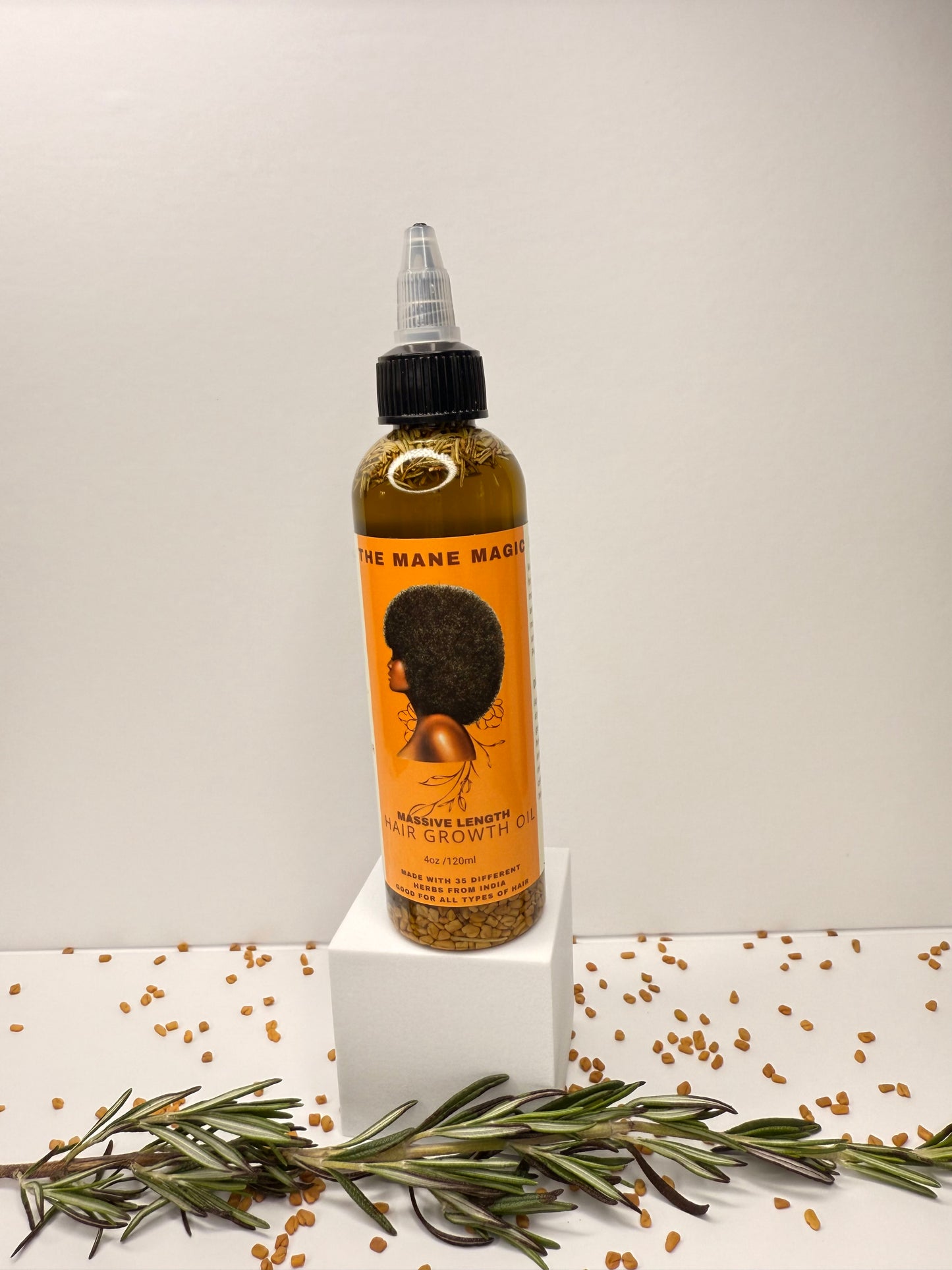 The Mane Magic Hair Growth Oil 2oz, 4oz, 8oz bundles Haircare with 35 organic ingredients to stimulate and promote healthy and hair growth.