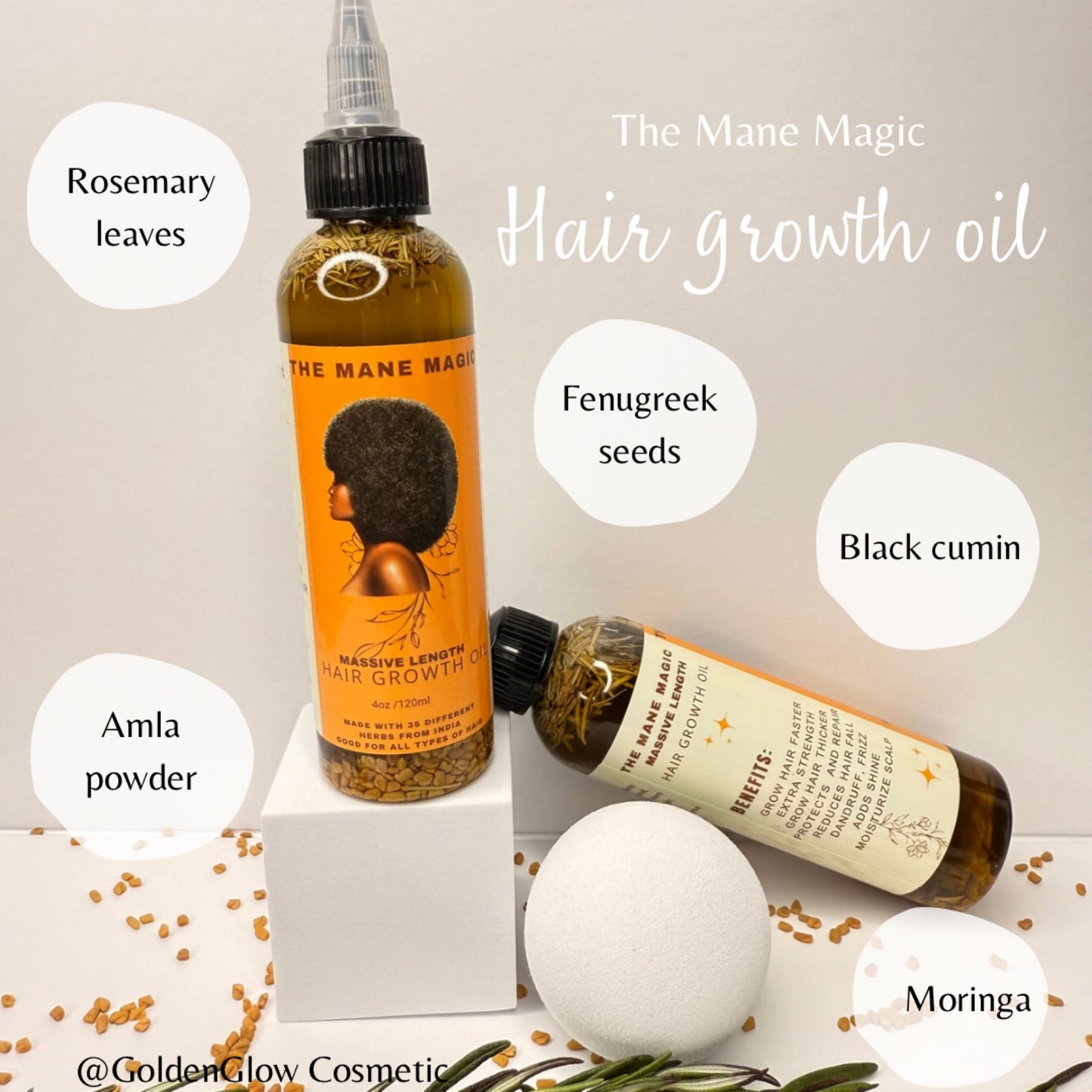 The Mane Magic Hair Growth Oil 4oz Haircare with 35 organic ingredients to stimulate and promote healthy and hair growth