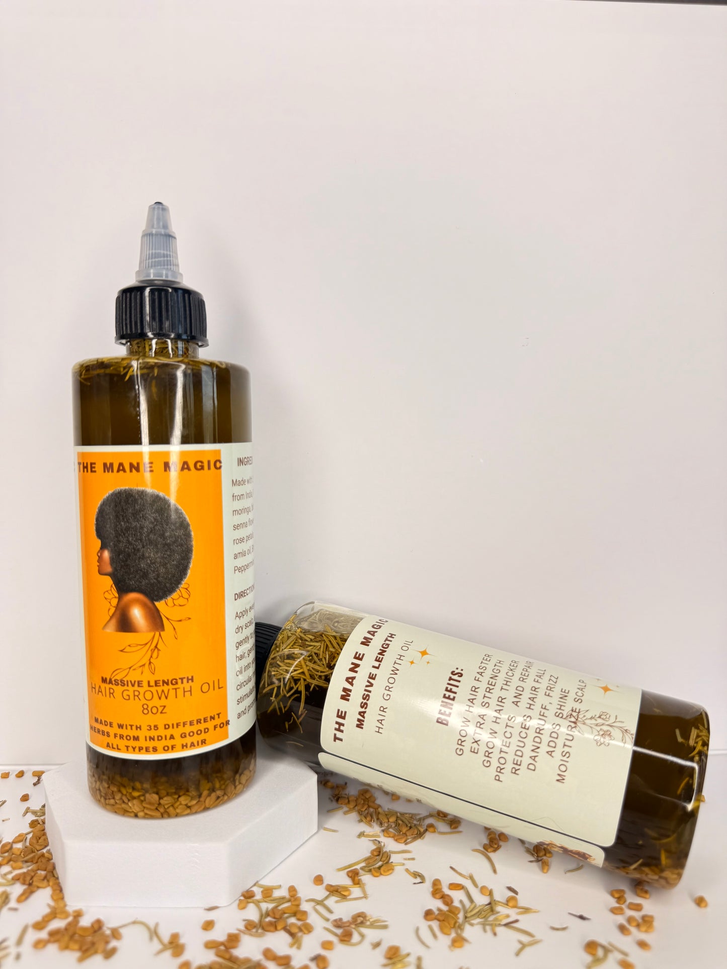 The Mane Magic Hair Growth Oil 8oz Haircare with 35 organic ingredients from india to stimulate and promote healthy and hair growth