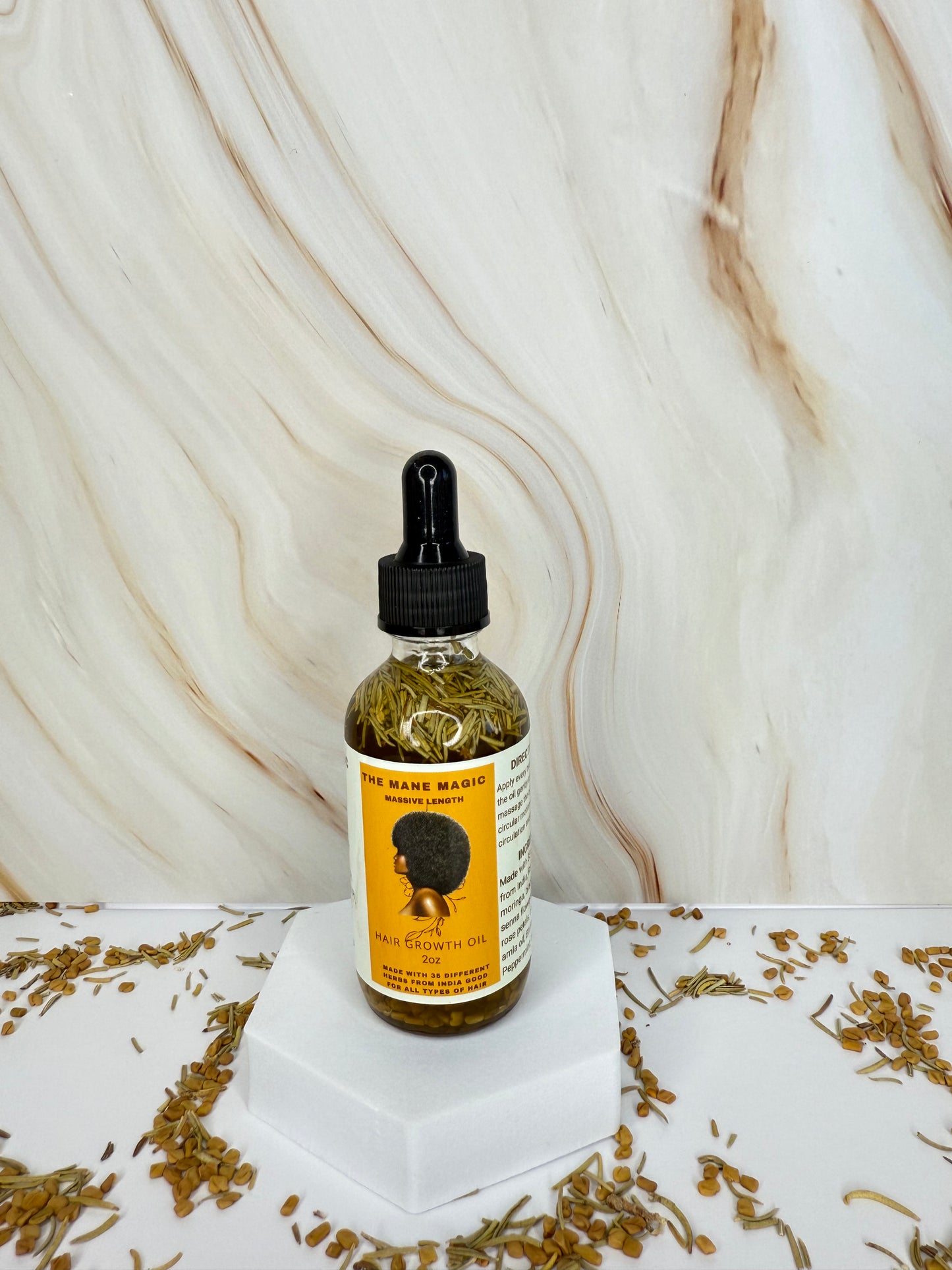 The Mane Magic Hair Growth Oil 2oz, 4oz, 8oz bundles Haircare with 35 organic ingredients to stimulate and promote healthy and hair growth.